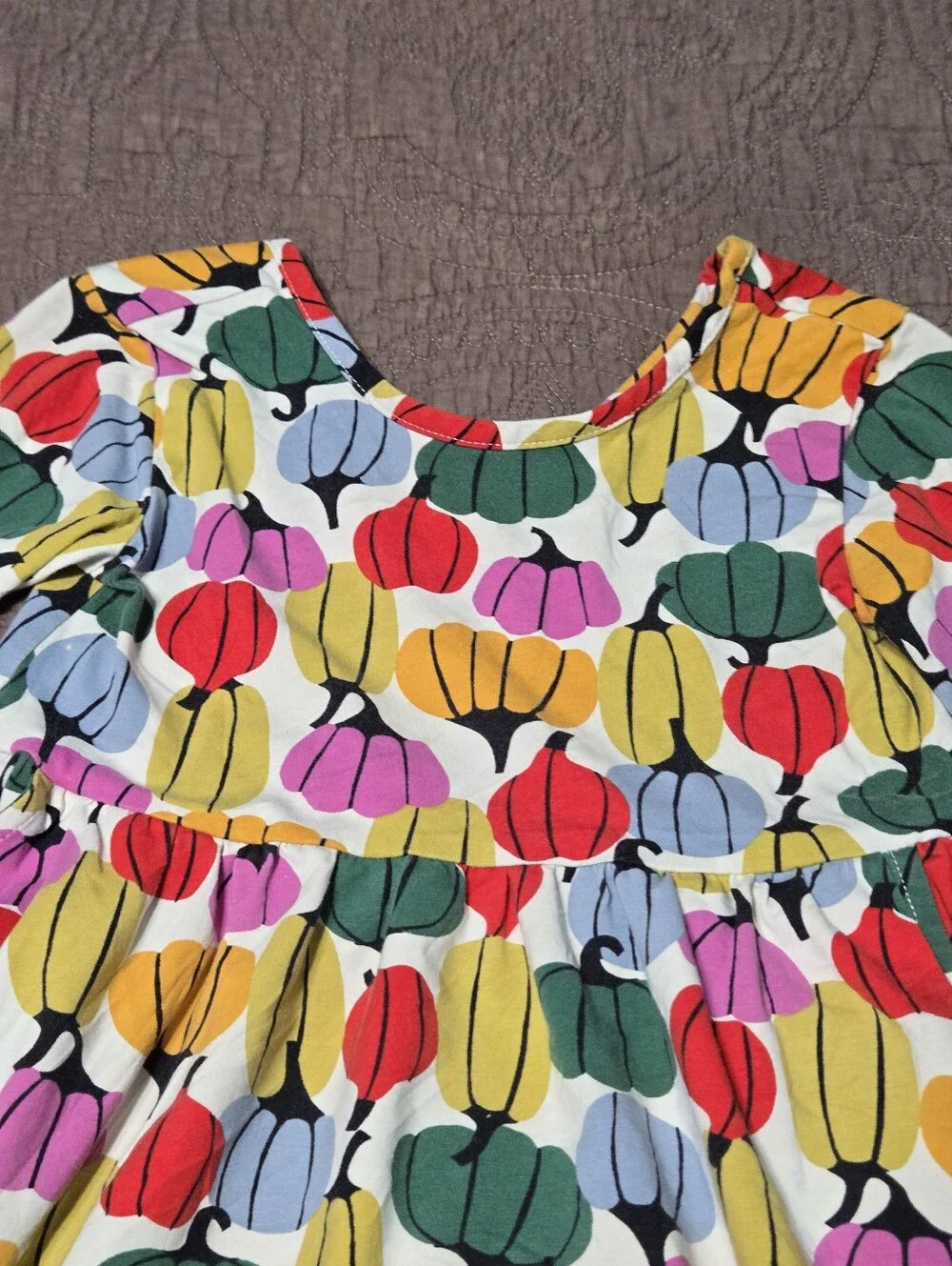 Hanna Anderson Girls Fall pumpkin Skater Dress, colorful pumpkin patch kid 120 S